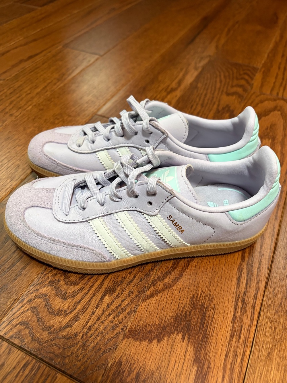 adidas Originals Samba OG Sneakers - Silver Dawn / Semi Flash Aqua Size 1